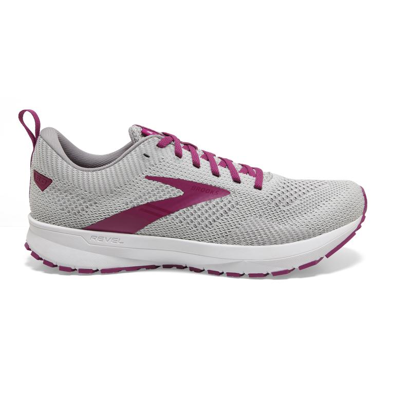 Brooks REVEL 5 Performance Road Running Shoes Womens Canada - Grey/White/Baton Rouge (ZIJ594728)